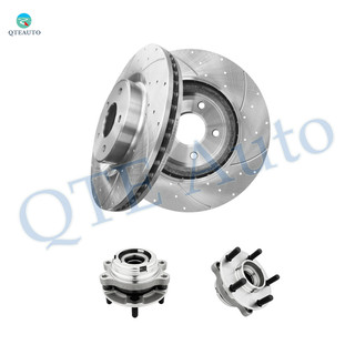Set of 4 Front 320mm Drilled Slotted Brake Disc Rotors-Wheel Hub Bearing Assembly For 2013 Infiniti JX35