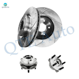 Set of 4 Front 296mm Drilled Slotted Brake Disc Rotors-Wheel Hub Bearing Assembly For 2013-2017 Nissan Altima