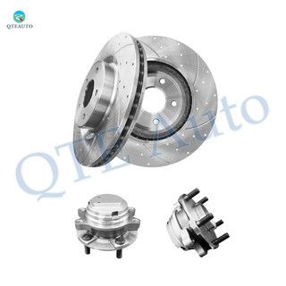 Set of 4 Front 320mm Drilled Slotted Brake Disc Rotors-Wheel Hub Bearing Assembly For 2016 2017 Infiniti QX50