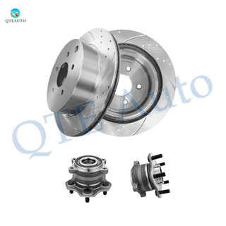 Set of 4 Rear 308mm Drilled Slotted Brake Disc Rotors-Wheel Hub Bearing Assembly For 2013-2020 Nissan Pathfinder