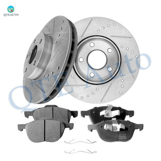 Set of 6 Front 278mm Drilled Slotted Brake Disc Rotors-D1230 7947 Ceramic Brake Pad Kit For 2012-2018 Ford Focus