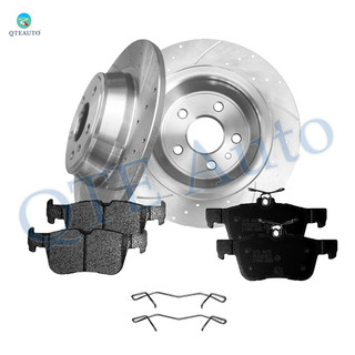 Set of 6 Rear 302mm Drilled Slotted Brake Disc Rotors-Ceramic Brake Pad Kit For 2013-2016 Lincoln MKZ