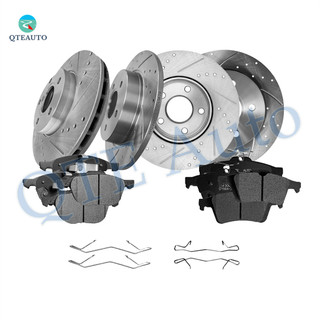 Set of 12 Front 278mm-Rear 271mm Drilled Slotted Brake Disc Rotors-D1563 7947B Ceramic Brake Pad Kit For 2012-2018 Ford Focus