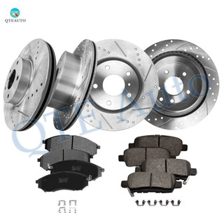 Set of 12 Front 295.5mm-Rear 292mm Drilled Slotted Brake Disc Rotors-Ceramic Brake Pad Kit For 2005 Infiniti G35