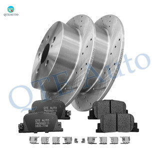 Set of 6 Rear 269mm Drilled Slotted Brake Rotors-Ceramic Brake Pad Kit For 2005-2010 Scion TC