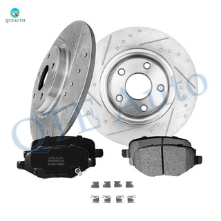 Set of 6 Rear 328mm Drilled Slotted Brake Disc Rotors-Ceramic Brake Pad Kit For 2015 2016 Dodge Grand Caravan
