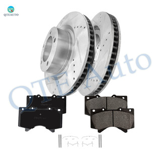 Set of 6 Front 355mm Drilled Slotted Brake Disc Rotors-Ceramic Brake Pad Kit For 2008-2021 Toyota Sequoia