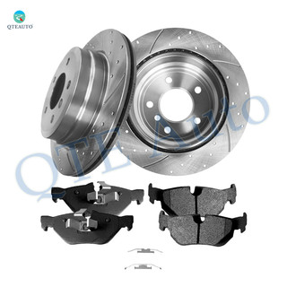 Set of 6 Rear 300mm Drilled Slotted Brake Disc Rotors-Ceramic Brake Pad Kit For 2006 BMW 325XI