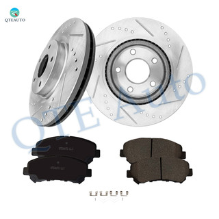 Set of 6 Front 296mm Drilled Slotted Brake Disc Rotors-Ceramic Brake Pad Kit For 2008-2013 Nissan Rogue