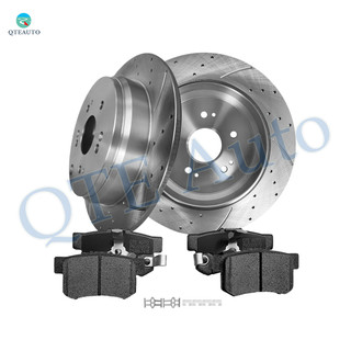 Set of 6 Rear 305mm Drilled Slotted Brake Disc Rotors-D1086 7418 Ceramic Brake Pad Kit For 2013-2018 Acura RDX