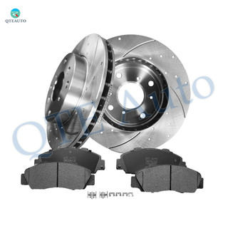 Set of 6 Front 260mm Drilled Slotted Brake Disc Rotors-Ceramic Brake Pad Kit For 1998-2002 Honda Accord V6