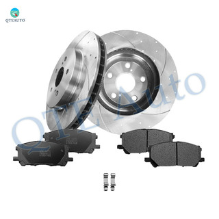 Set of 6 Front 319mm Drilled Slotted Brake Disc Rotors-Ceramic Brake Pad kit For 2007-2009 Lexus Rx350