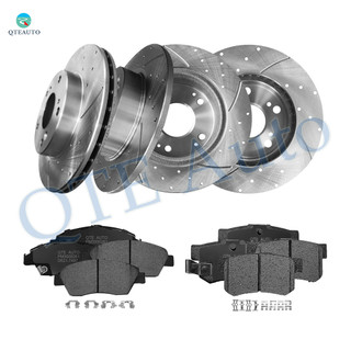 Set of 12 Front 262mm-Rear 260mm Drilled Slotted Brake Disc Rotors-Ceramic Brake Pad Kit For 2013 2014 Acura ILX