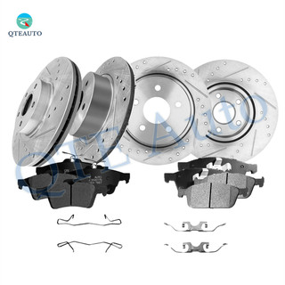 Set of 12 Front 320mm-Rear 280mm Drilled Slotted Brake Disc Rotors-D1564 7957 Ceramic Brake Pad Kit For 2013-2016 Ford Escape