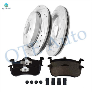 Set of 6 Rear 342mm Drilled Slotted Brake Disc Rotors-Ceramic Brake Pad Kit For 2007-2017 Ford Expedition