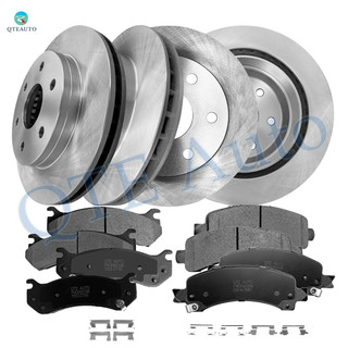 Set of 12 Front 305mm-Rear 330.2mm Brake Disc Rotors-Ceramic Brake Pad Kit For 2003-2008 GMC Savana 1500