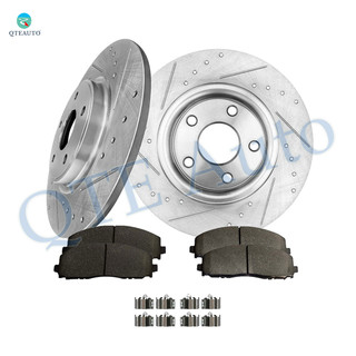 Set of 6 Rear 328mm Drilled Slotted Brake Disc Rotors-Ceramic Brake Pad Kit For 2012-2014 2019 2020 Dodge Journey