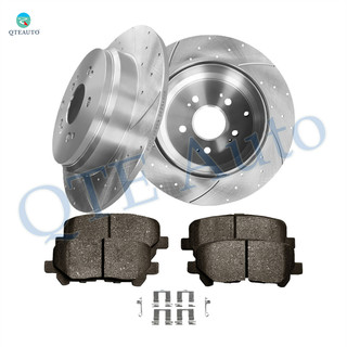 Set of 6 Rear 334mm Drilled Slotted Brake Disc Rotors-Ceramic Brake Pad Kit For 2010-2013 Acura ZDX