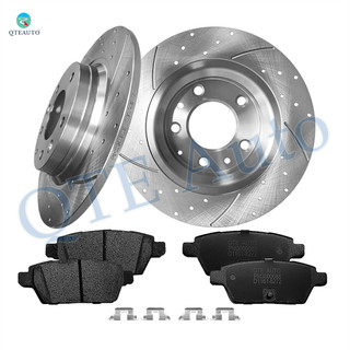 Set of 6 Rear 280mm Drilled Slotted Brake Disc Rotors-Ceramic Brake Pad Kit For 2006 2007 Mazda 6