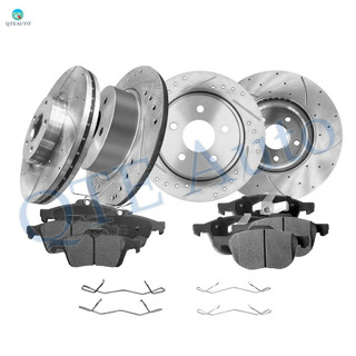 Set of 12 Front 320mm-Rear 280mm Drilled Slotted Brake Disc Rotors-D1230 7947 Ceramic Brake Pad Kit For 2013-2016 Ford Escape