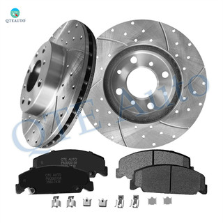 Set of 6 Front 240mm Drilled Slotted Brake Disc Rotors-Ceramic Brake Pad Kit For 1990-2000 Honda Civic