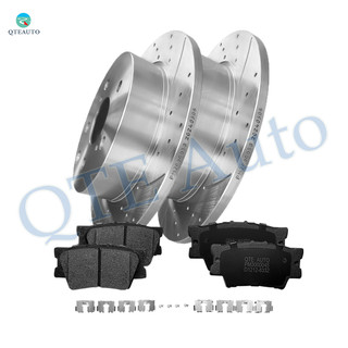 Set of 6 Rear 281mm Drilled Slotted Brake Rotors-Ceramic Brake Pad Kit For 2006-2018 Toyota RAV4