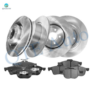 Set of 12 Front 300mm-Rear 280mm Drilled Slotted Brake Disc Rotors-Ceramic Brake Pad kit For 2013-2017 Ford C-Max