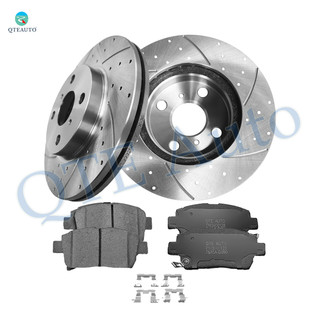 Set of 6 Front 255mm Drilled Slotted Brake Disc Rotors-7695A-D990 Ceramic Brake Pad Kit For 2004 Scion XB