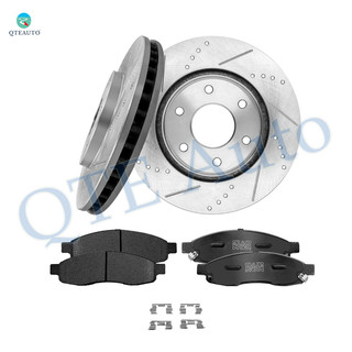 Set of 6 Front 320mm Drilled Slotted Brake Disc Rotors-Ceramic Brake Pad Kit For 2004 Nissan Pathfinder Armada