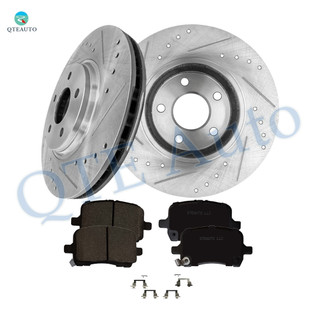 Set of 6 Front 296mm Drilled Slotted Brake Disc Rotors-Ceramic Brake Pad Kit For 2004-2006 Chevrolet Malibu