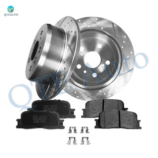 Set of 6 Rear 269mm Drilled Slotted Brake Disc Rotors-Rear D885 7762 Ceramic Brake Pad kit For 2004-2006 Lexus ES330