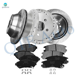 Set of 12 Front 303mm-Rear 278mm Drilled Slotted Brake Disc Rotors-Ceramic Brake Pad Kit For 2000-2005 Chevrolet Impala