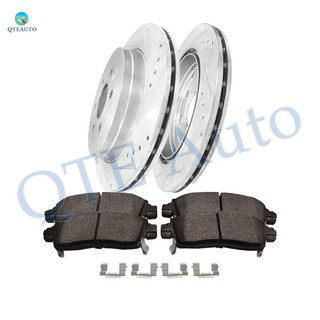 Set of 6 Rear 331mm Drilled Slotted Brake Disc Rotors-Ceramic Brake Pad Kit For 2008-2017 Buick Enclave