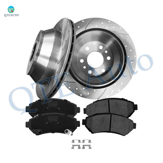 Set of 6 Front 303mm Drilled Slotted Brake Disc Rotors-Ceramic Brake Pad Kit For 2000-2003 2005 Buick Lesabre