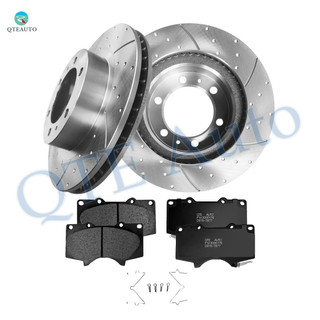 Set of 6 Front 319mm Drilled Slotted Brake Disc Rotors-Ceramic Brake Pad Kit For 2007-2014 Toyota FJ Cruiser