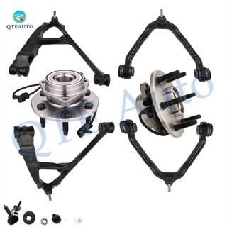 Set of 6 Front Upper and Lower Control Arm Ball Joint-Wheel Hub Bearing Assembly For 2000-2006 Chevrolet Suburban 1500