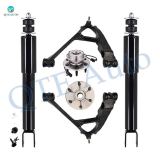 Set of 6 Front Lower Control Arm Ball Joint-Wheel Hub Bearing Assembly-Shock Absorber For 2002-2006 Chevrolet Avalanche 1500 Monotube Performance Upgrade