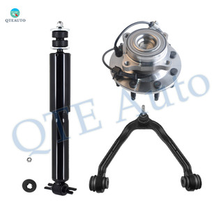 Set of 3 Front Upper Control Arm Ball Joint-Wheel Hub Bearing Assembly-Shock Absorber For 2003-2005 GMC Savana 2500 With 8 Stud Hub