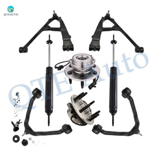 Set of 8 Front Upper and Lower Control Arm Ball Joint-Wheel Hub Bearing Assembly-Steering Damper For 2000-2006 Chevrolet Suburban 1500