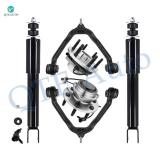 Set of 6 Front Upper Control Arm Ball Joint-Wheel Hub Bearing Assembly-Shock Absorber For 2007 Chevrolet Silverado 1500 Classic RWD Monotube Performance Upgrade