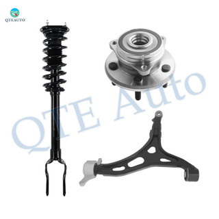 Set of 3 Front Left Lower Control Arm-Wheel Hub Bearing Assembly-Quick Complete Strut-Coil Spring Assembly For 2011-2015 Jeep Grand Cherokee RWD