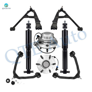 Set of 8 Front Upper and Lower Control Arm Ball Joint-Wheel Hub Bearing Assembly-Shock Absorber For 2005 2006 GMC Sierra 1500 Crew Cab Pickup