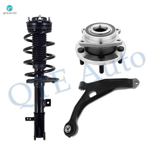 Set of 3 Front Left Lower Control Arm-Wheel Hub Bearing Assembly-Quick Complete Strut-Coil Spring Assembly For 2008-2010 Chrysler Sebring FWD