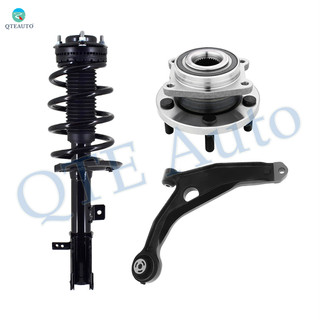 Set of 3 Front Left Lower Control Arm-Wheel Hub Bearing Assembly-Quick Complete Strut-Coil Spring Assembly For 2008-2010 Chrysler Sebring FWD