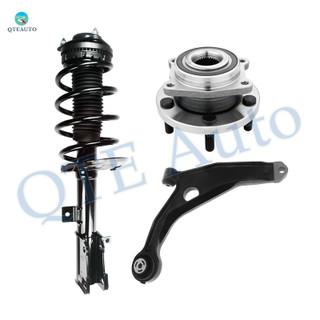 Set of 3 Front Left Lower Control Arm-Wheel Hub Bearing Assembly-Quick Complete Strut-Coil Spring Assembly For 2007-2010 Chrysler Sebring