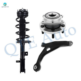 Set of 3 Front Left Lower Control Arm-Wheel Hub Bearing Assembly-Quick Complete Strut-Coil Spring Assembly For 2007-2010 Chrysler Sebring