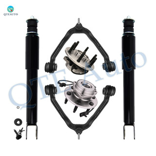 Set of 6 Front Upper Control Arm Ball Joint-Wheel Hub Bearing Assembly-Shock Absorber For 2000-2006 GMC Yukon High Performance Monotube Upgrade