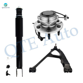 Set of 3 Front Left Lower Control Arm Ball Joint-Wheel Hub Bearing Assembly-Shock Absorber For 2002-2006 Chevrolet Avalanche 1500 High Performance Monotube Upgrade