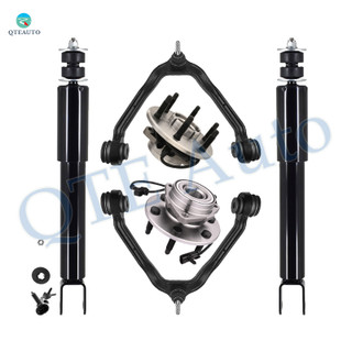 Set of 6 Front Upper Control Arm Ball Joint-Wheel Hub Bearing Assembly-Shock Absorber For 2000-2006 GMC Yukon XL 1500 Monotube Performance Upgrade
