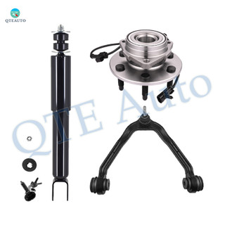 Set of 3 Front Upper Control Arm Ball Joint-Wheel Hub Bearing Assembly-Shock Absorber Replacement For 2000-2006 GMC Yukon